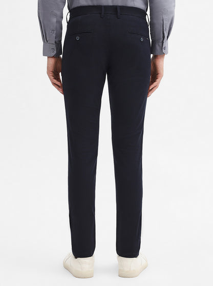 Navy Blue Solid Super Slim Fit Casual Trouser | Greenfibre