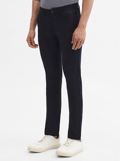 Navy Blue Solid Super Slim Fit Casual Trouser | Greenfibre