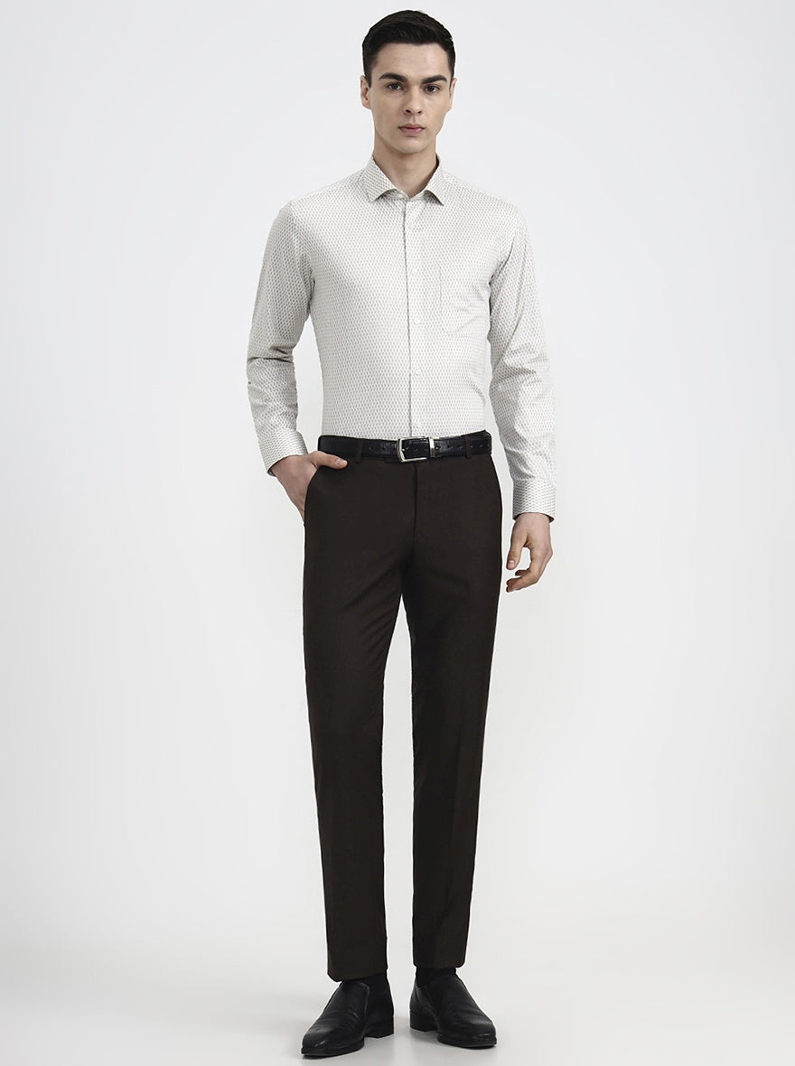 Fawn Printed Slim Fit Formal Shirt | Greenfibre