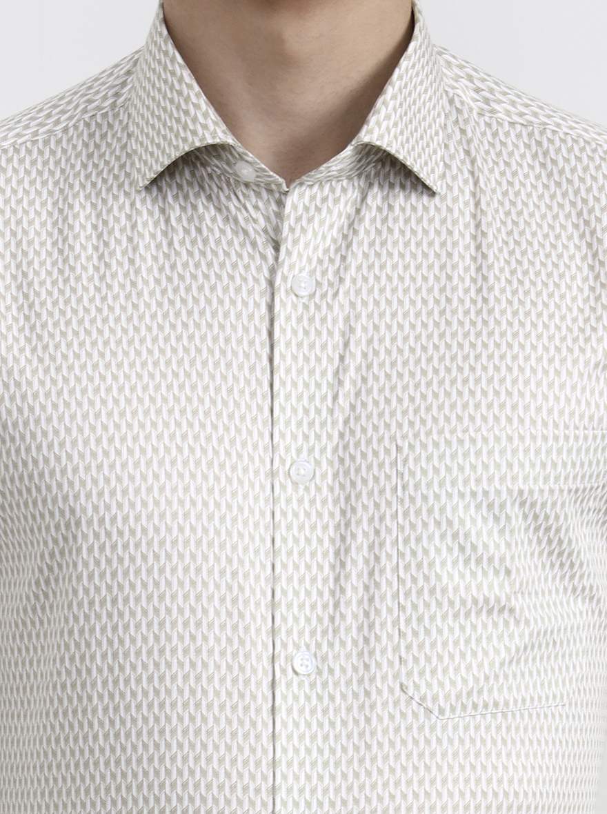 Fawn Printed Slim Fit Formal Shirt | Greenfibre