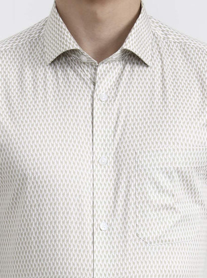 Fawn Printed Slim Fit Formal Shirt | Greenfibre