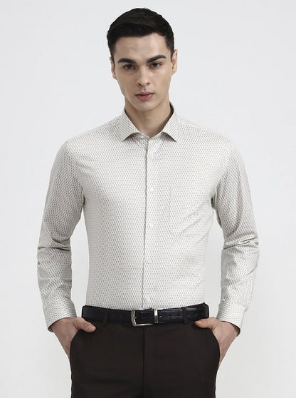Fawn Printed Slim Fit Formal Shirt | Greenfibre