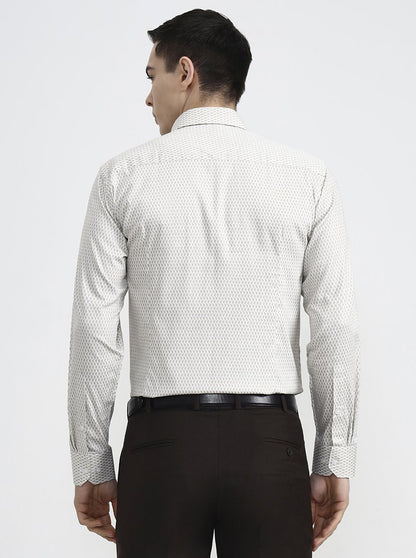 Fawn Printed Slim Fit Formal Shirt | Greenfibre