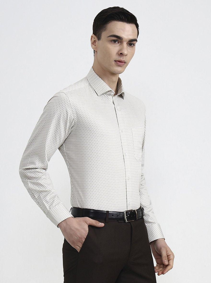 Fawn Printed Slim Fit Formal Shirt | Greenfibre