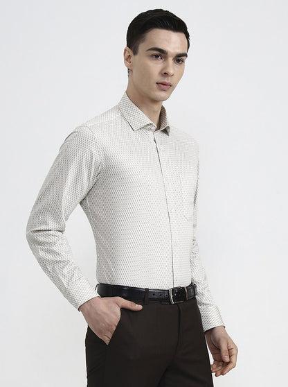 Fawn Printed Slim Fit Formal Shirt | Greenfibre