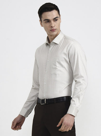 Fawn Printed Slim Fit Formal Shirt | Greenfibre