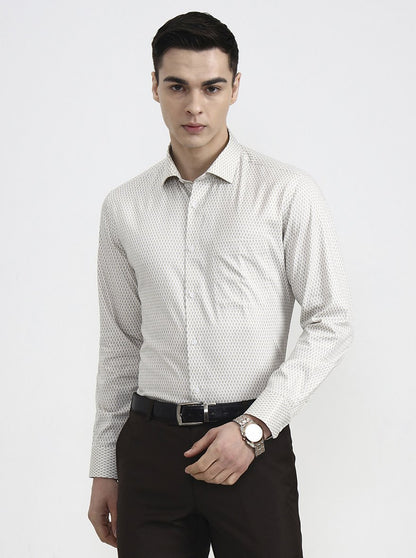 Fawn Printed Slim Fit Formal Shirt | Greenfibre