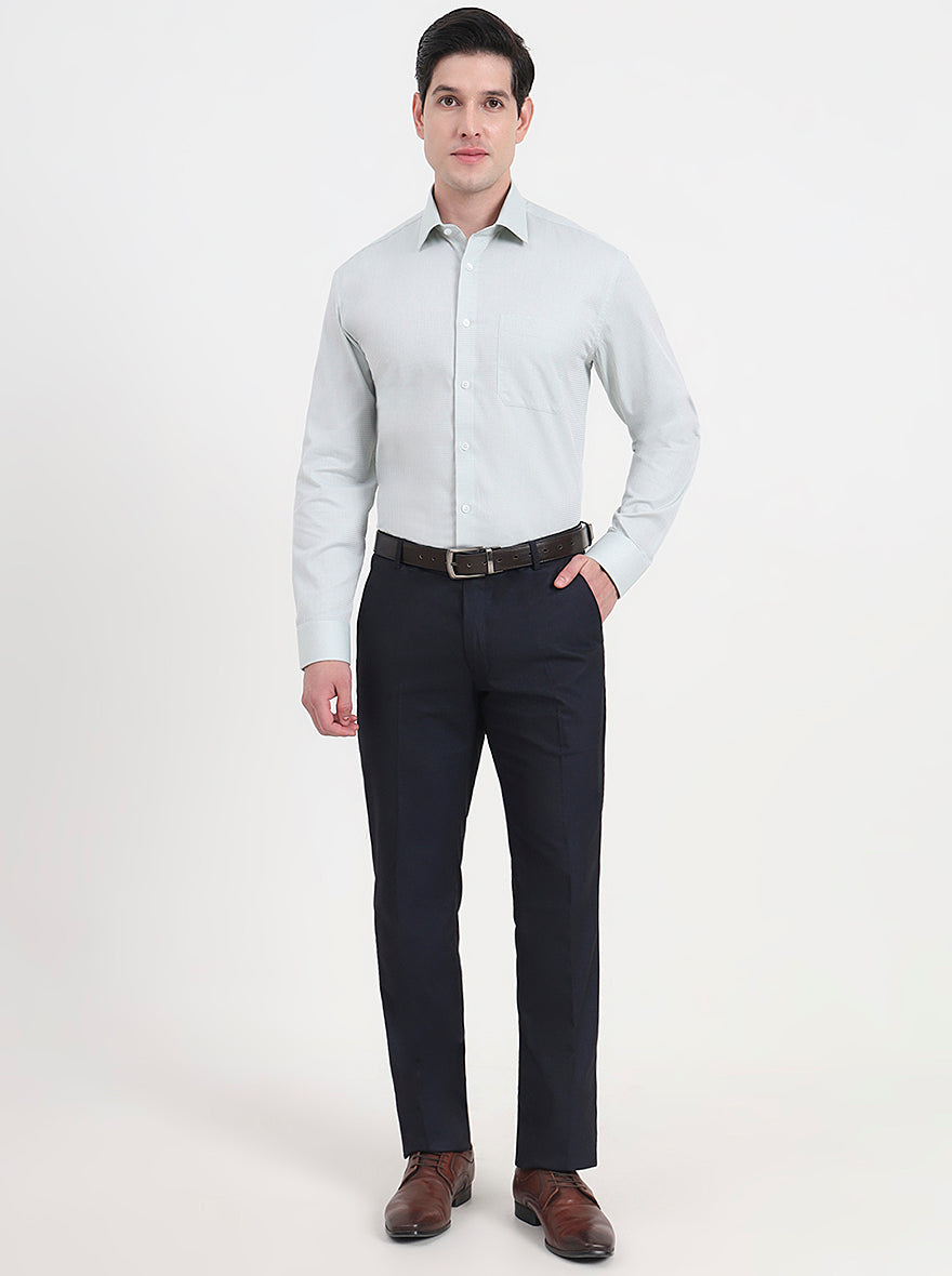 Pista Green Solid Regular Fit Formal Shirt | JadeBlue