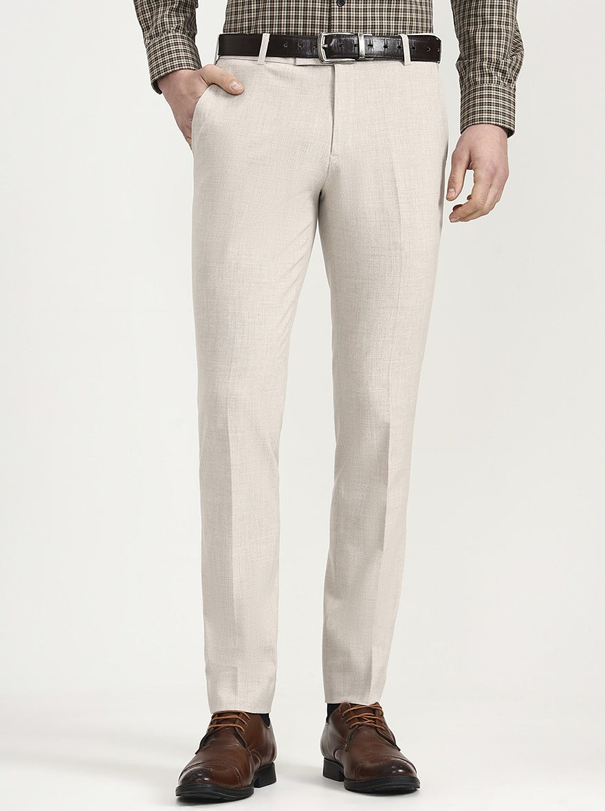 Fawn Solid Super Slim Fit Formal Trouser | JadeBlue Youth