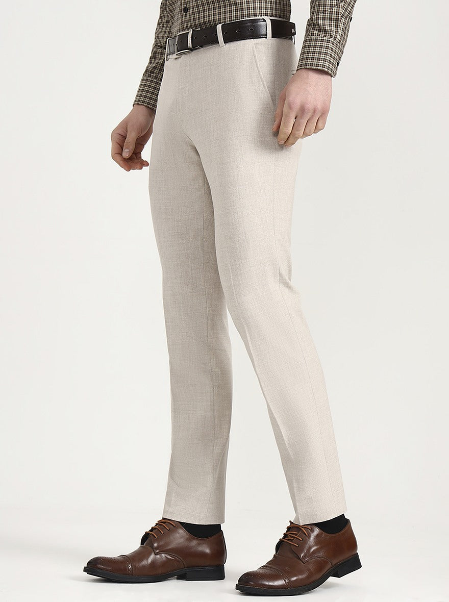 Fawn Solid Super Slim Fit Formal Trouser | JadeBlue Youth
