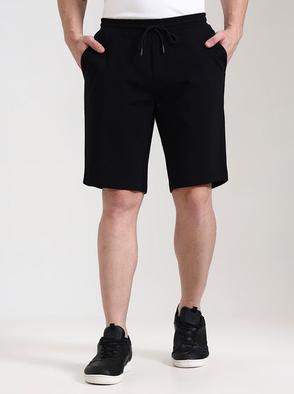 Black Solid Slim Fit Shorts | JadeBlue