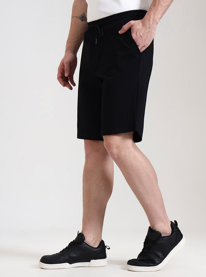 Black Solid Slim Fit Shorts | JadeBlue