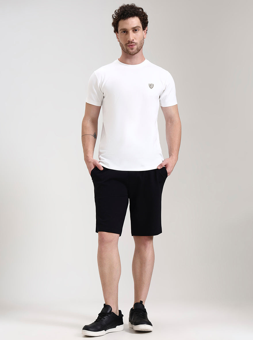 Black Solid Slim Fit Shorts | JadeBlue