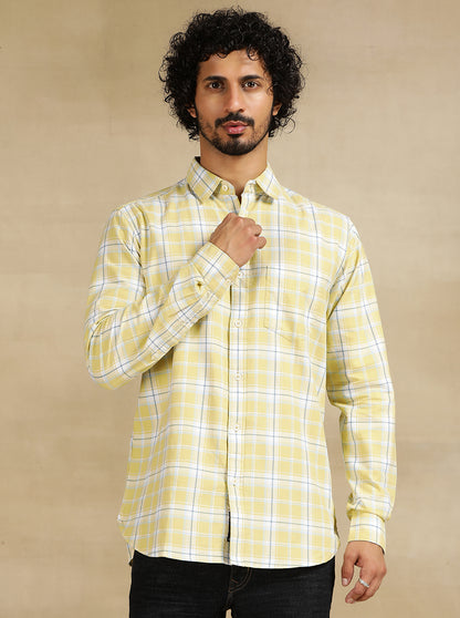 Light Green Checked Slim Fit Casual Shirt | JadeBlue