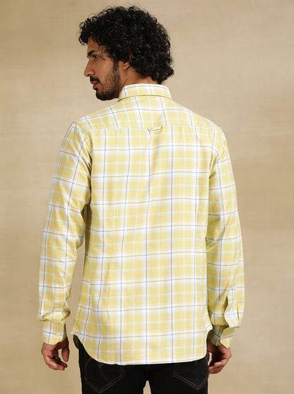 Light Green Checked Slim Fit Casual Shirt | JadeBlue