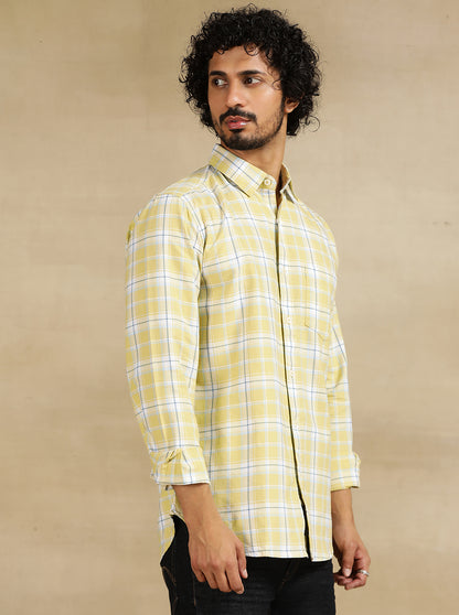 Light Green Checked Slim Fit Casual Shirt | JadeBlue