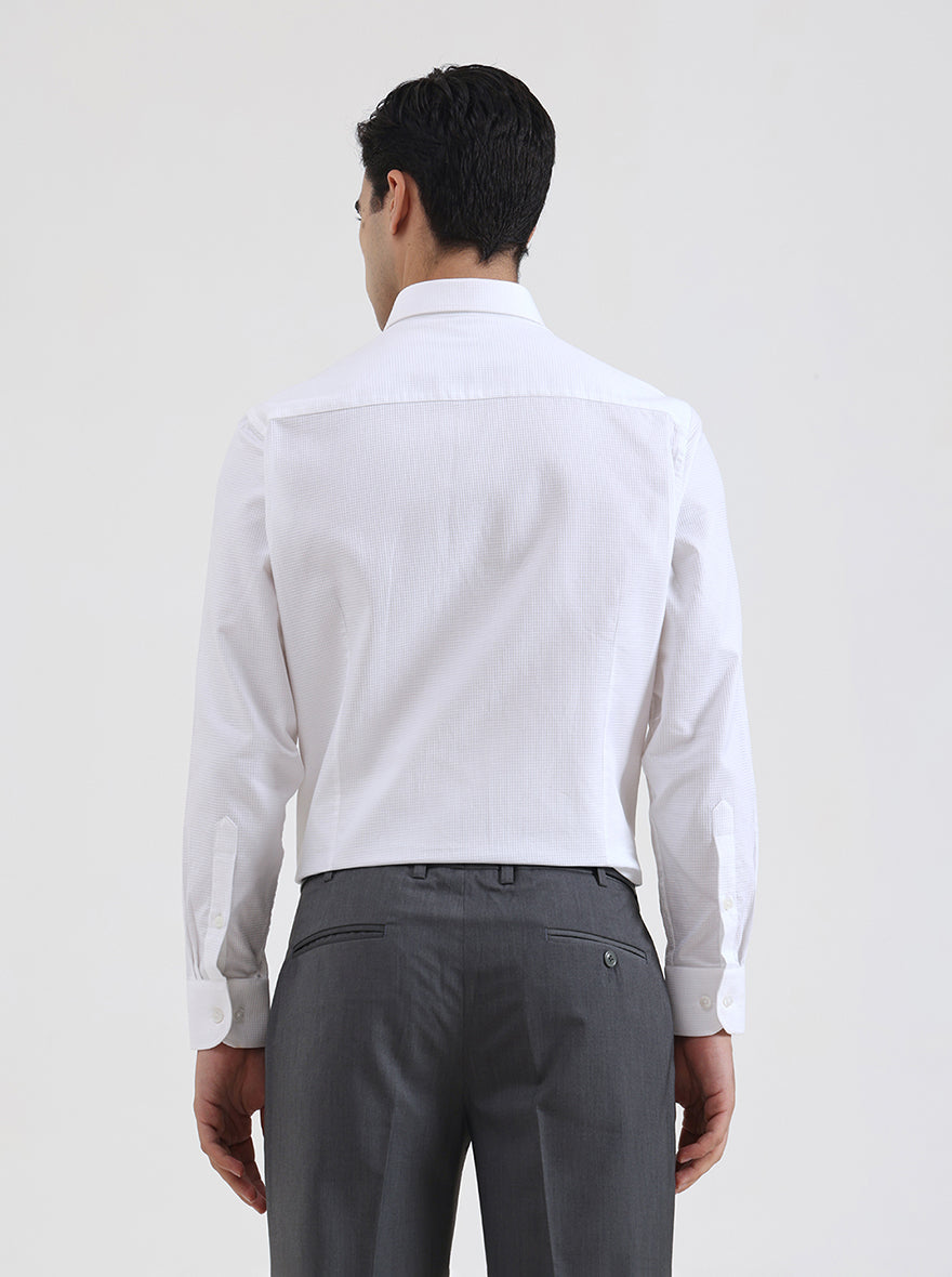 White Solid Slim Fit Formal Shirt | Metal