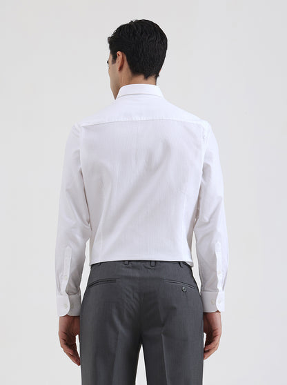 White Solid Slim Fit Formal Shirt | Metal