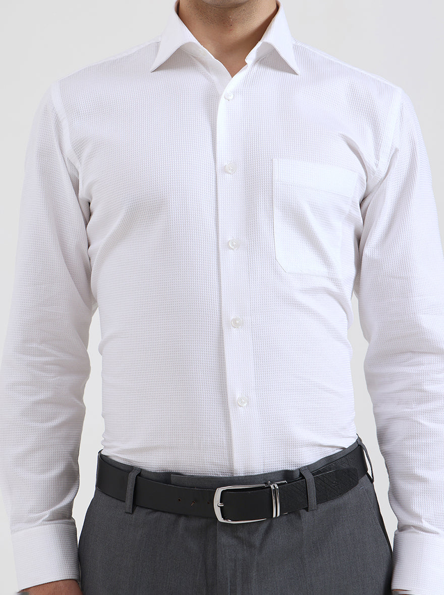 White Solid Slim Fit Formal Shirt | Metal