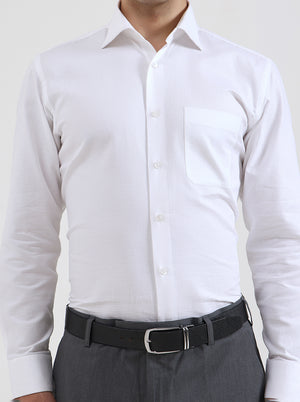 White Solid Slim Fit Formal Shirt | Metal