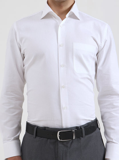 White Solid Slim Fit Formal Shirt | Metal