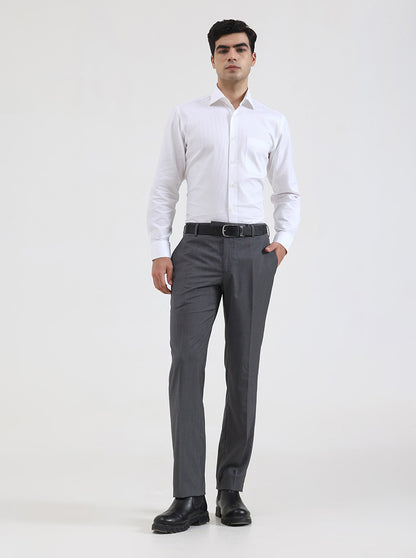 White Solid Slim Fit Formal Shirt | Metal