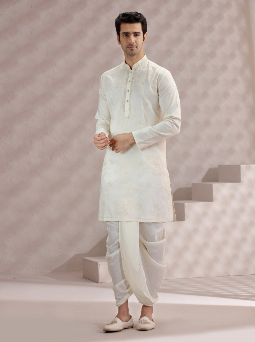 Cream Embroidered Kurta Pajama | TULA