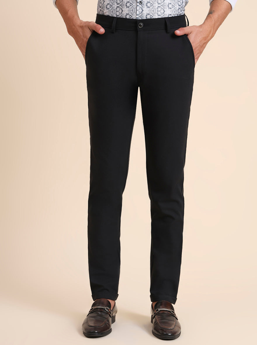 Dark Grey Solid Slim Fit Club Wear Trouser | JB Studio