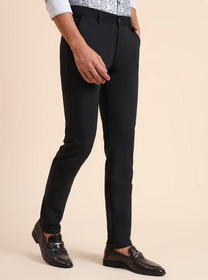 Dark Grey Solid Slim Fit Club Wear Trouser | JB Studio