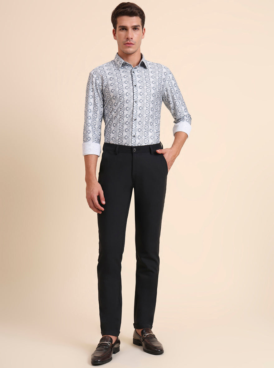 Dark Grey Solid Slim Fit Club Wear Trouser | JB Studio