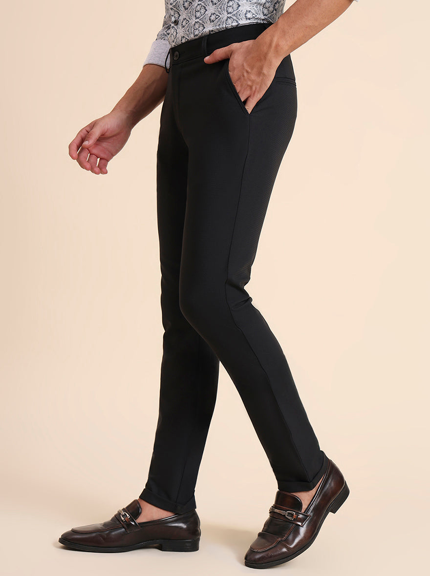 Dark Grey Solid Slim Fit Club Wear Trouser | JB Studio