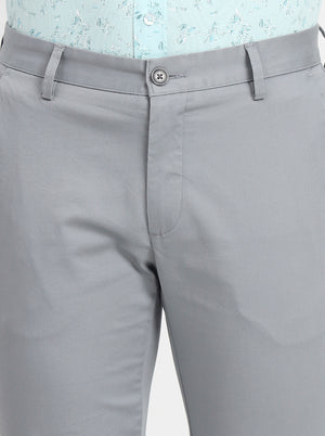 Steel Grey Solid Slim Fit Casual Trouser | JadeBlue