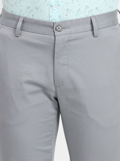 Steel Grey Solid Slim Fit Casual Trouser | JadeBlue