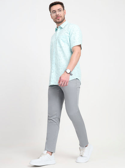 Steel Grey Solid Slim Fit Casual Trouser | JadeBlue