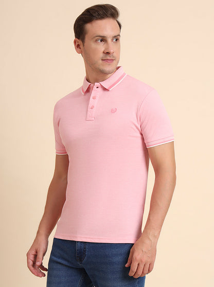 Ice Pink Solid Slim Fit T-Shirt | Greenfibre