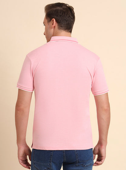 Ice Pink Solid Slim Fit T-Shirt | Greenfibre