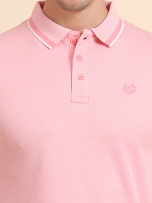 Ice Pink Solid Slim Fit T-Shirt | Greenfibre