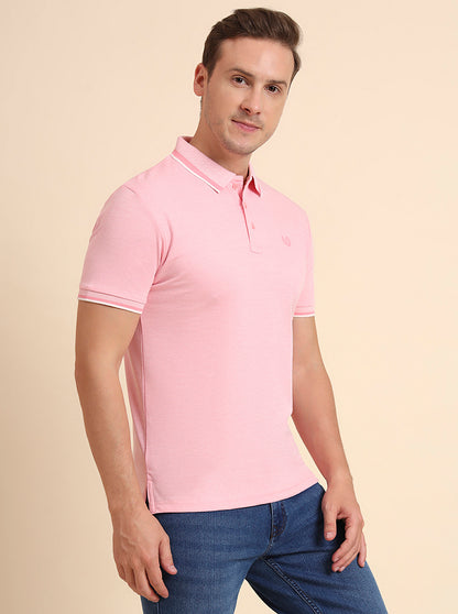 Ice Pink Solid Slim Fit T-Shirt | Greenfibre