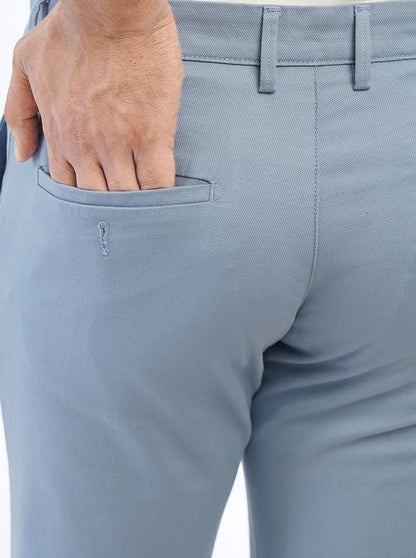Light Blue Solid Super Slim Fit Casual Trouser | Greenfibre
