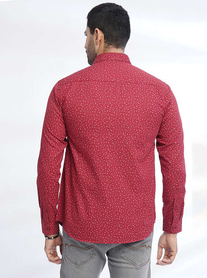Red Printed Smart Fit Semi Casual Shirt | Greenfibre