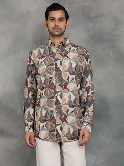 Multicolor Printed Slim Fit Casual Shirt | JadeBlue