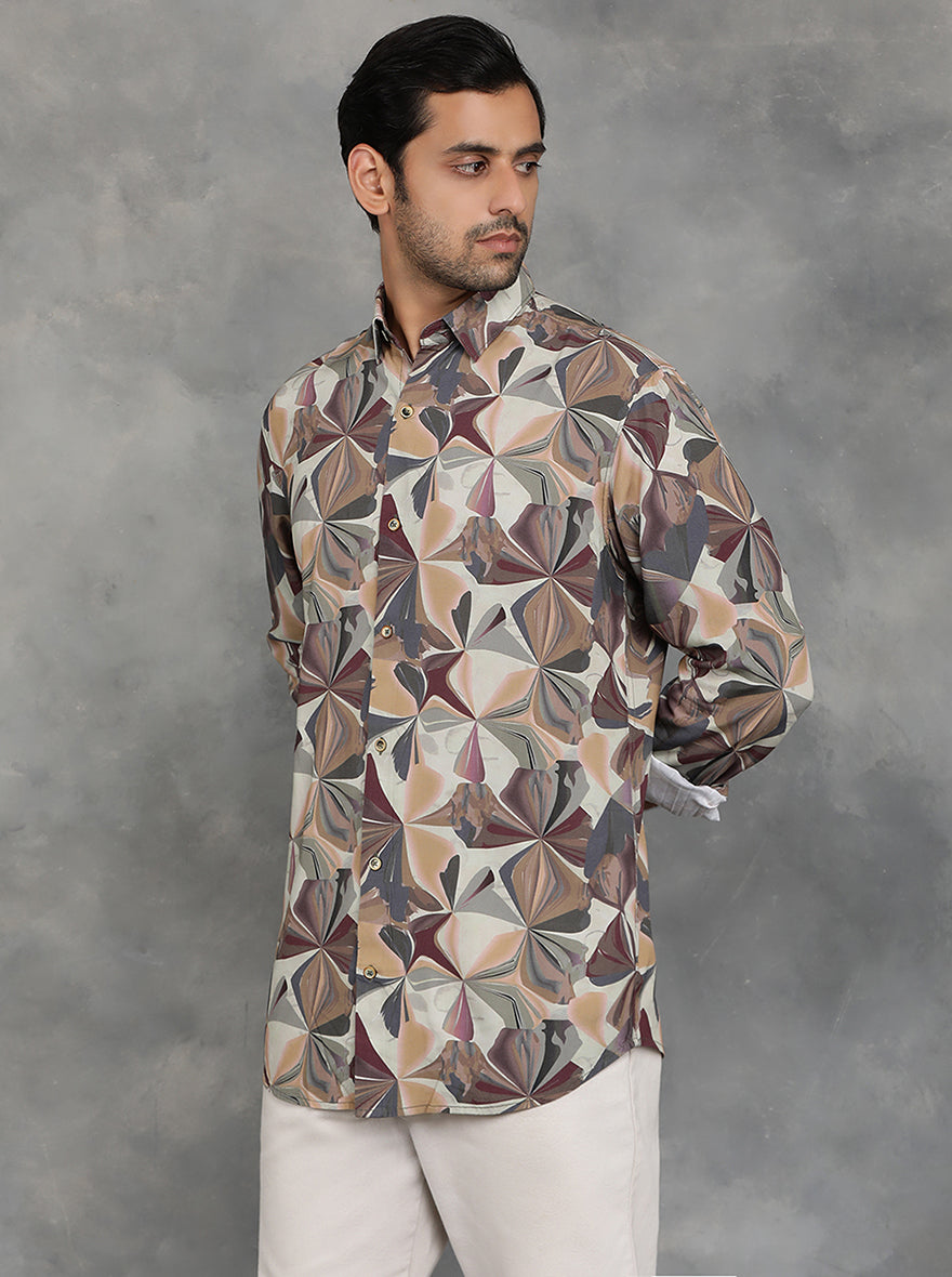 Multicolor Printed Slim Fit Casual Shirt | JadeBlue