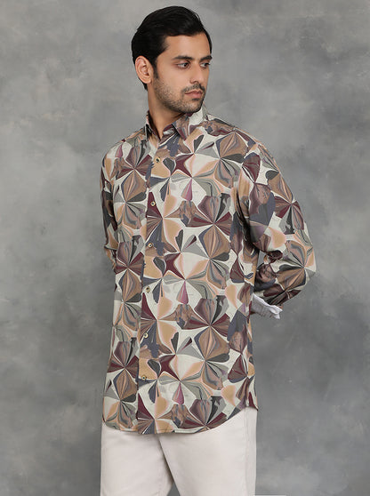 Multicolor Printed Slim Fit Casual Shirt | JadeBlue