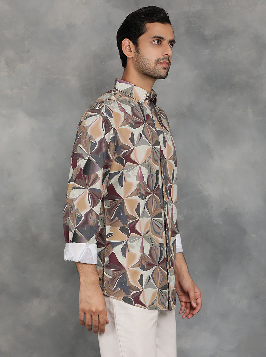 Multicolor Printed Slim Fit Casual Shirt | JadeBlue