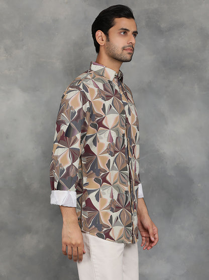 Multicolor Printed Slim Fit Casual Shirt | JadeBlue