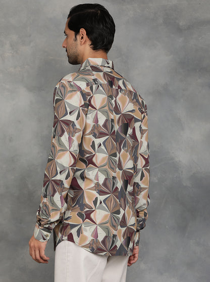 Multicolor Printed Slim Fit Casual Shirt | JadeBlue