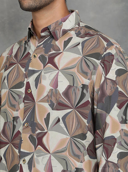 Multicolor Printed Slim Fit Casual Shirt | JadeBlue