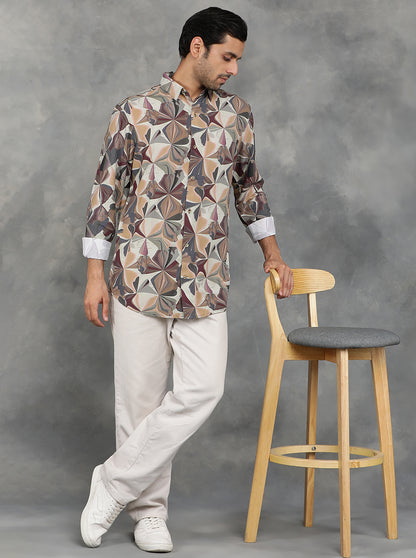 Multicolor Printed Slim Fit Casual Shirt | JadeBlue