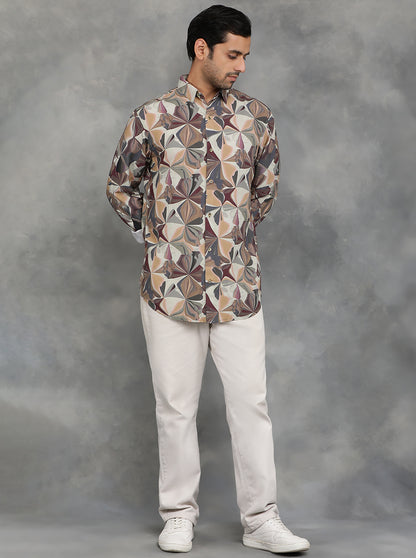 Multicolor Printed Slim Fit Casual Shirt | JadeBlue