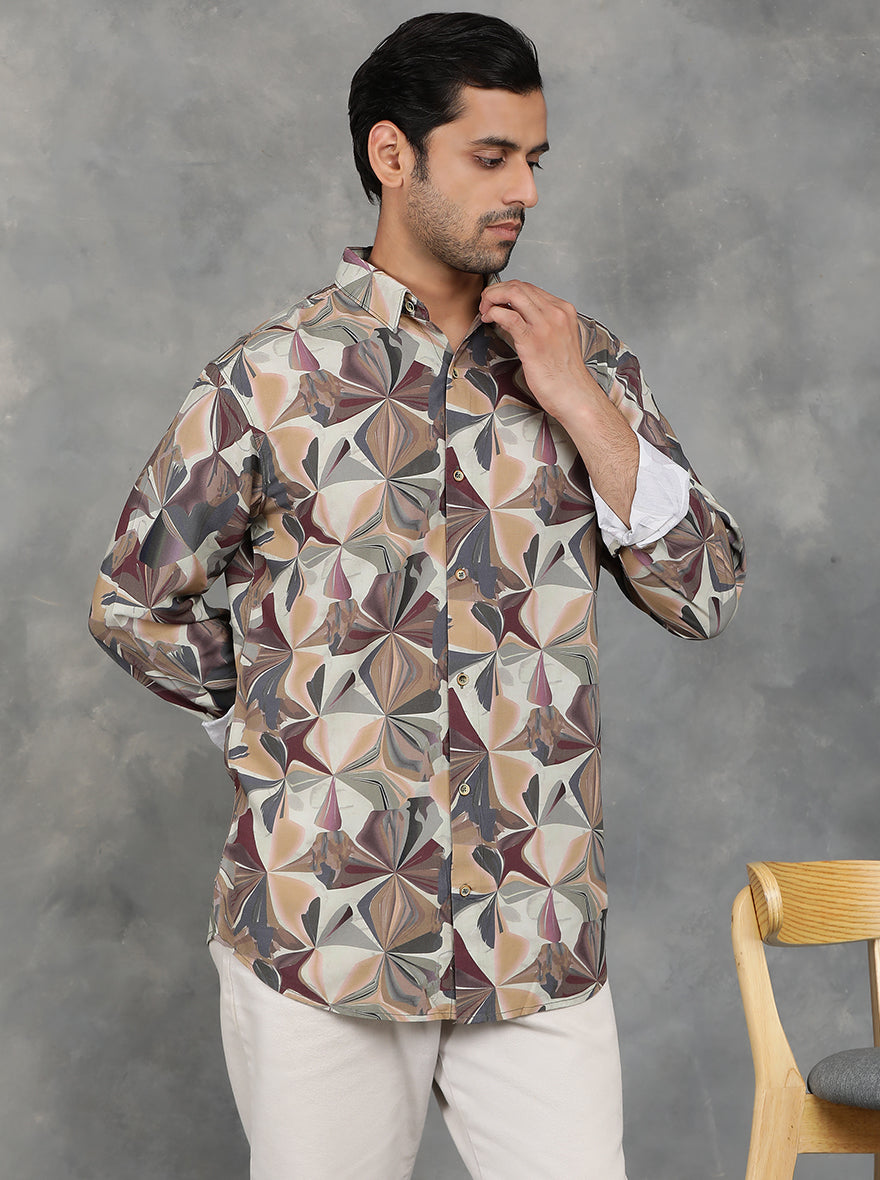 Multicolor Printed Slim Fit Casual Shirt | JadeBlue